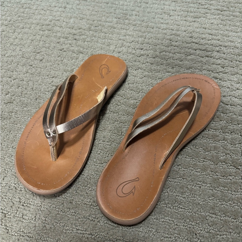 OluKai Leather Flip Flops- 6